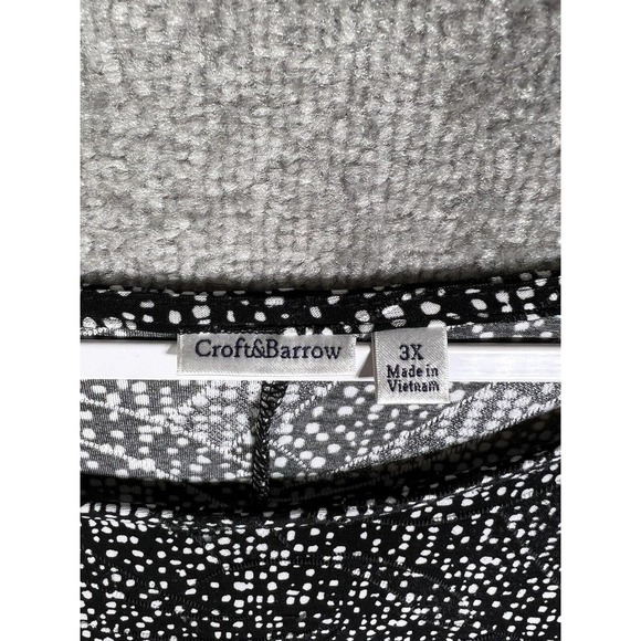 Croft & Barrow Black Textured Abstract Sharkbite Hem Top Womens‎ Size 3X Stretch - Picture 3 of 15